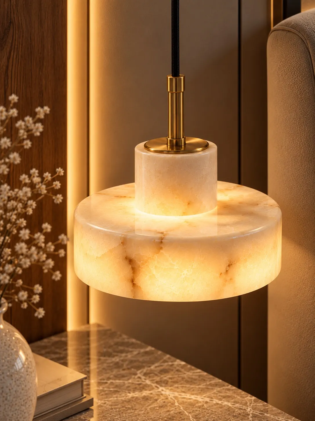 Alabaster Look Disc Pendant 2332