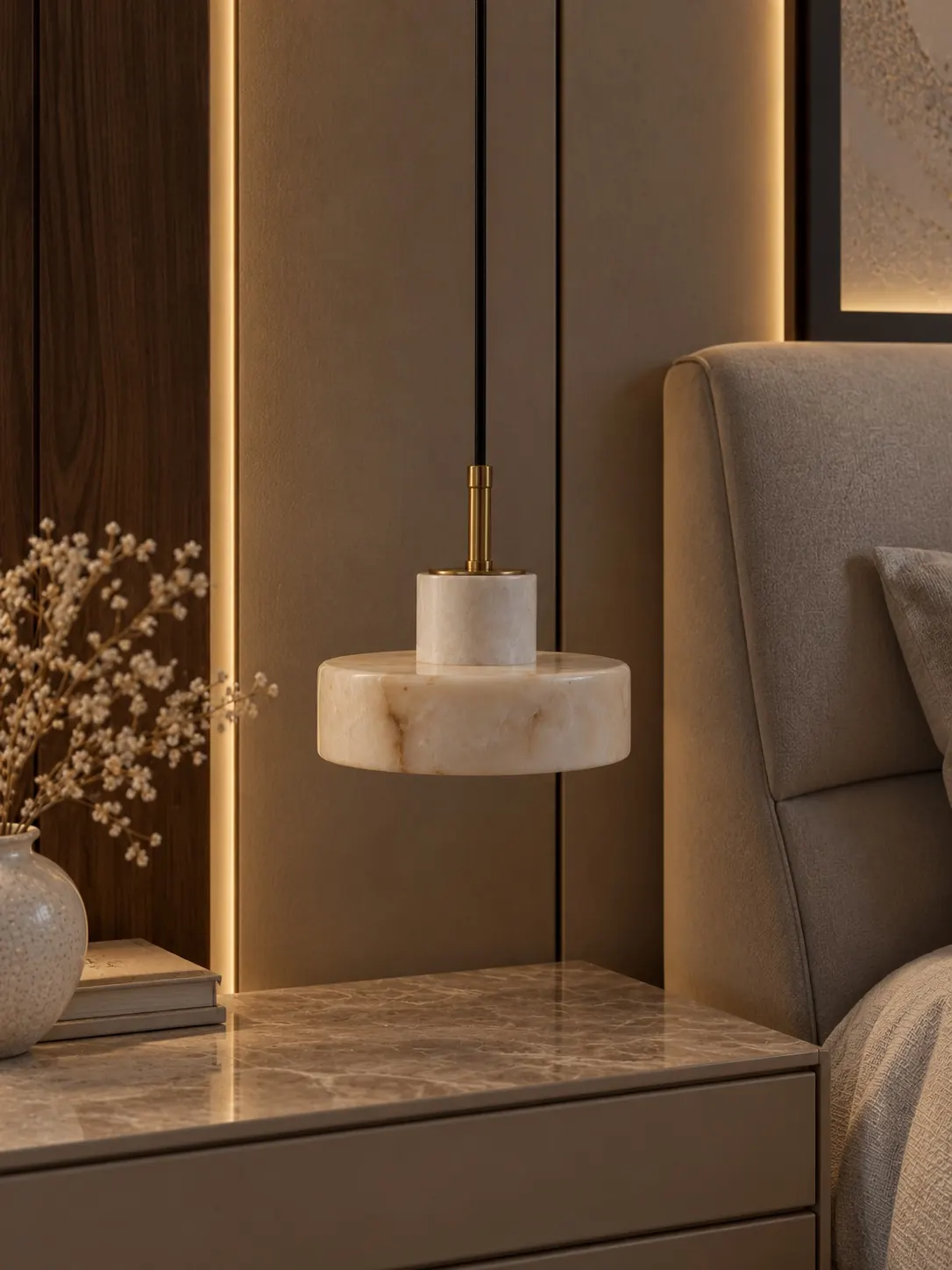 Alabaster Look Disc Pendant 2332, Unlit