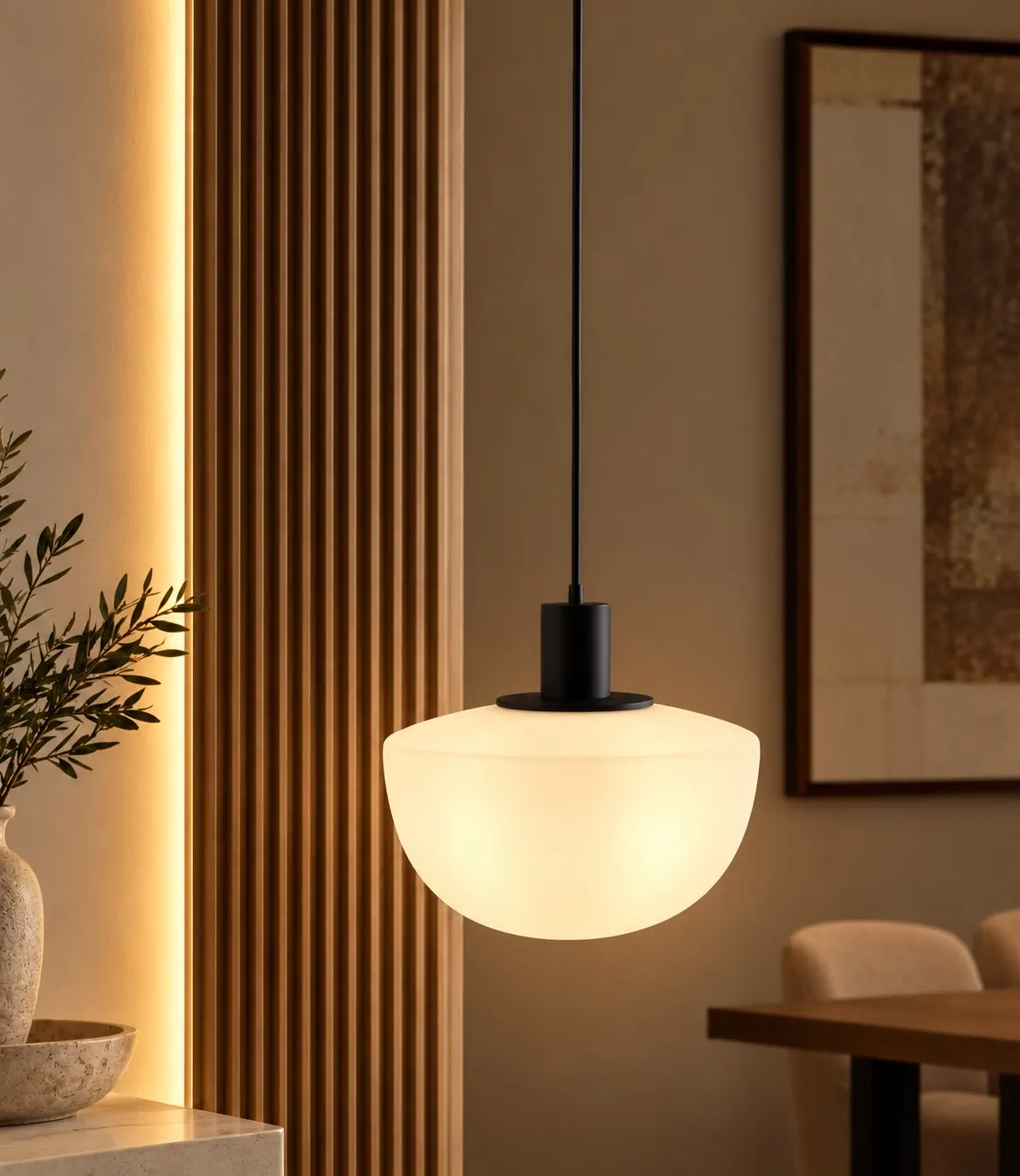 Opal Dome Pendant 9930, Lit