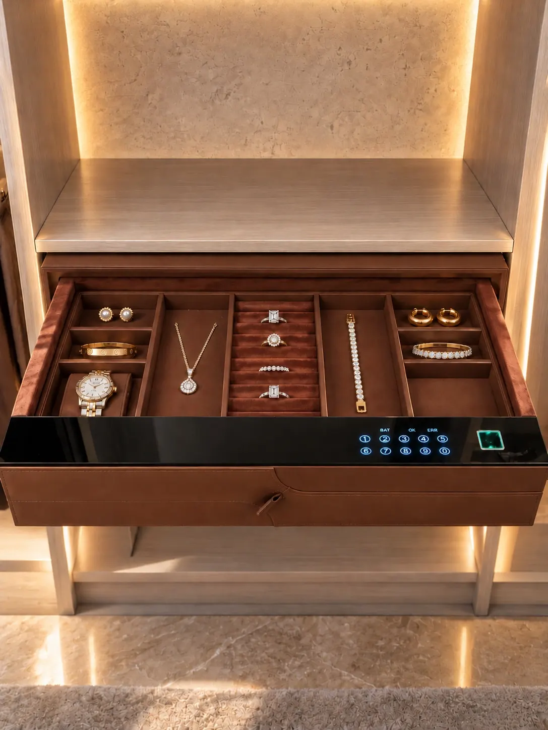 Leather Jewellery Drawer with Smart Lock HS031D