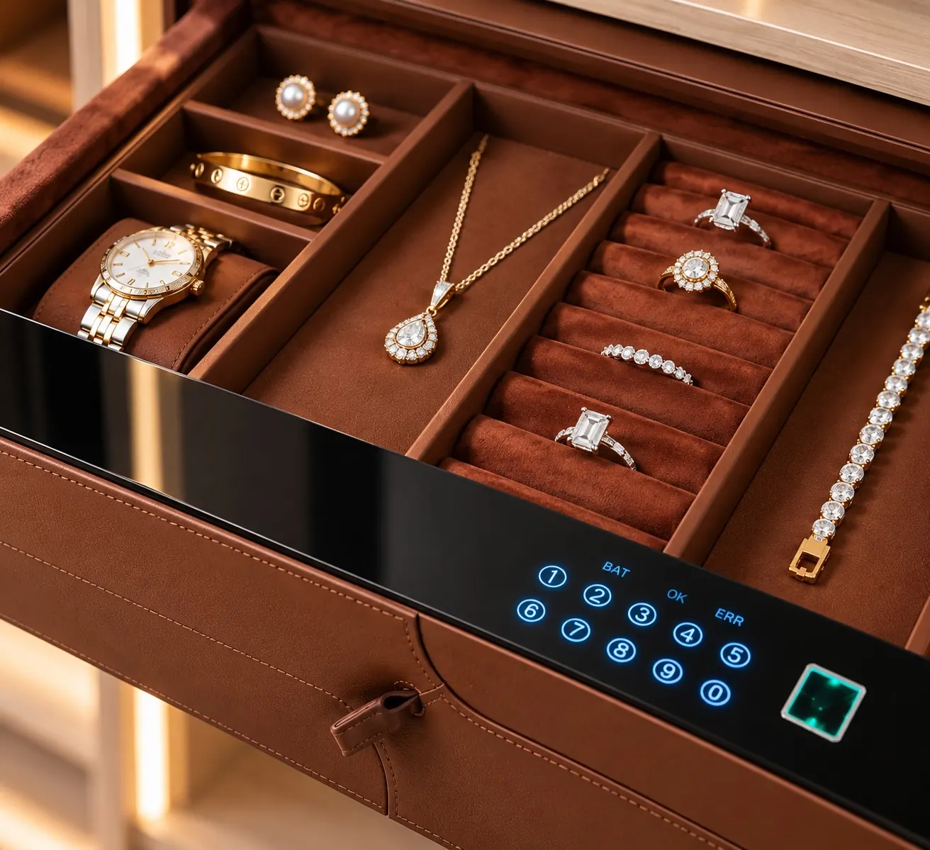 Leather Jewellery Drawer with Smart Lock HS031D