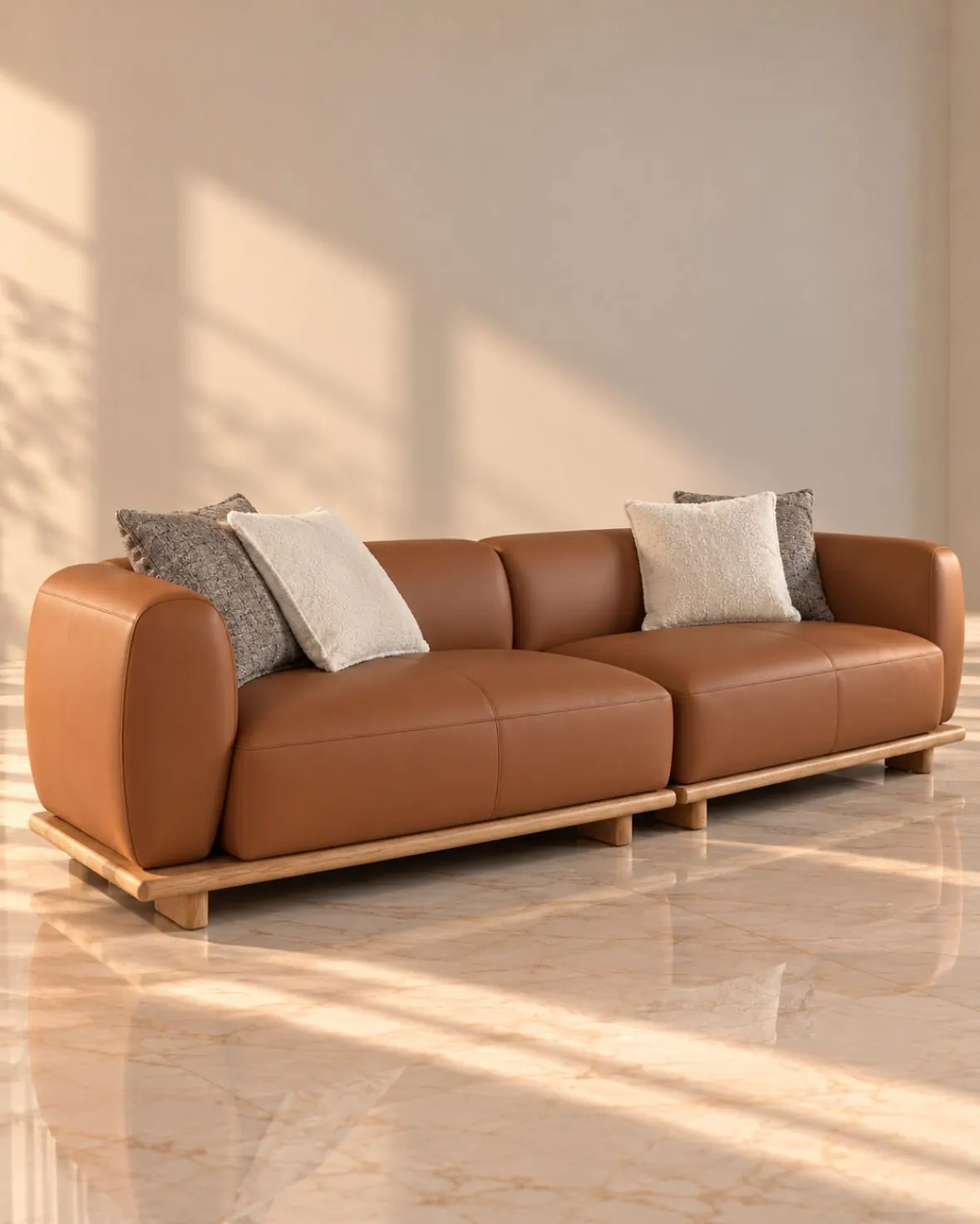 Cognac Plinth Sofa JS68P