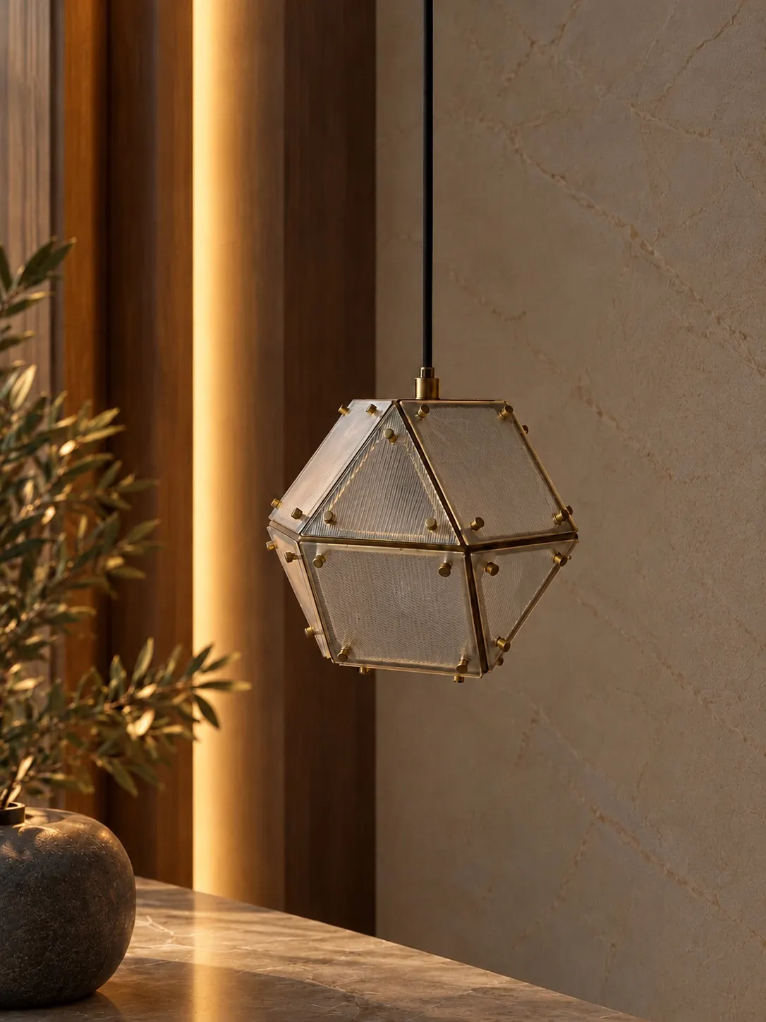 معلّقة هندسية بإطار نحاسي MD32003-1-290, مطفأة