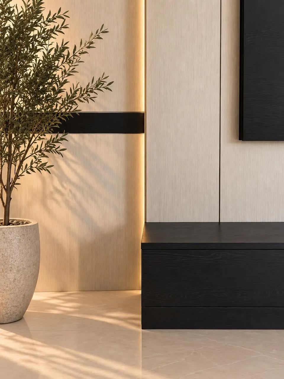 Cream and Black Media Wall NEW-10