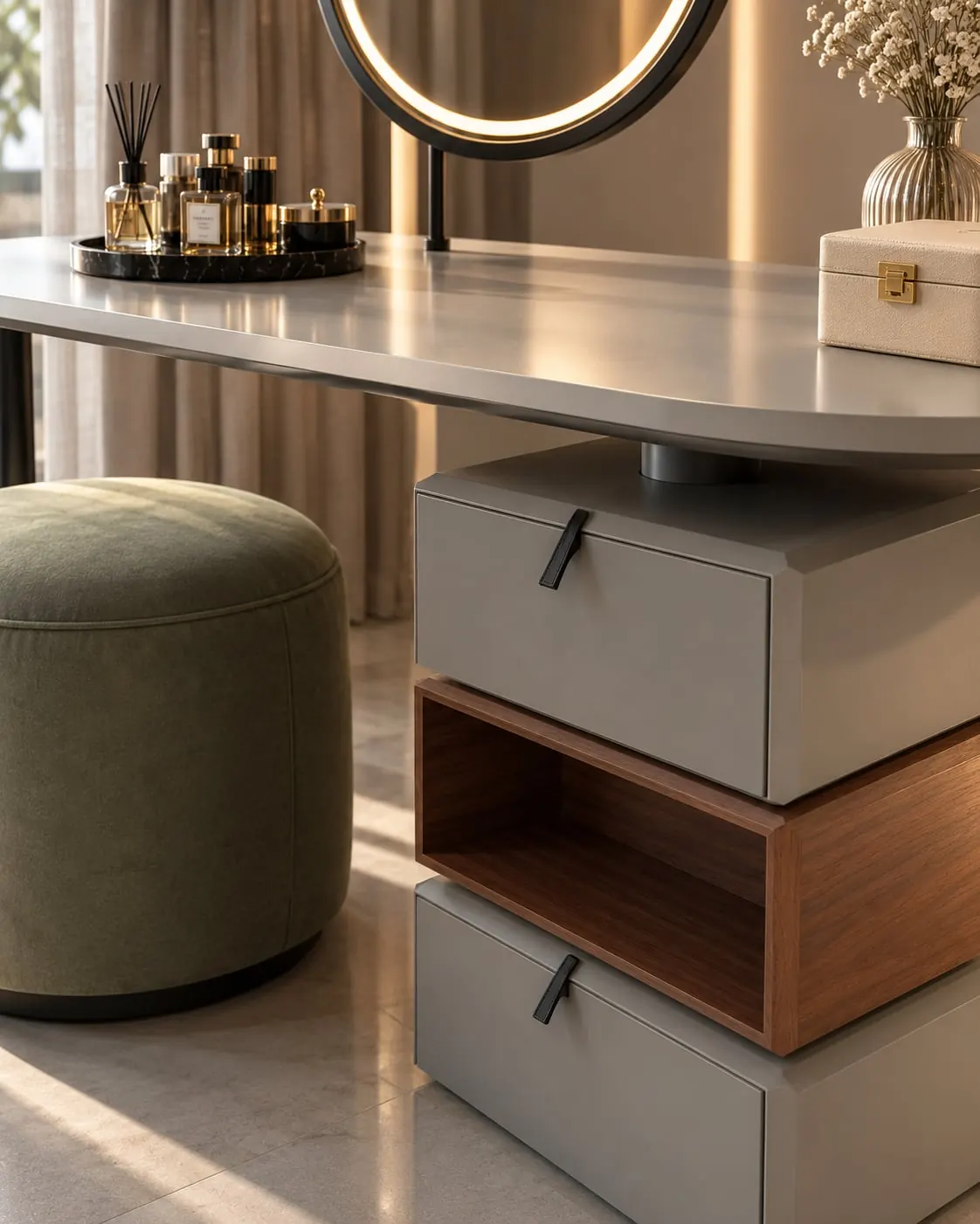Ring Mirror Vanity Desk NEW-14