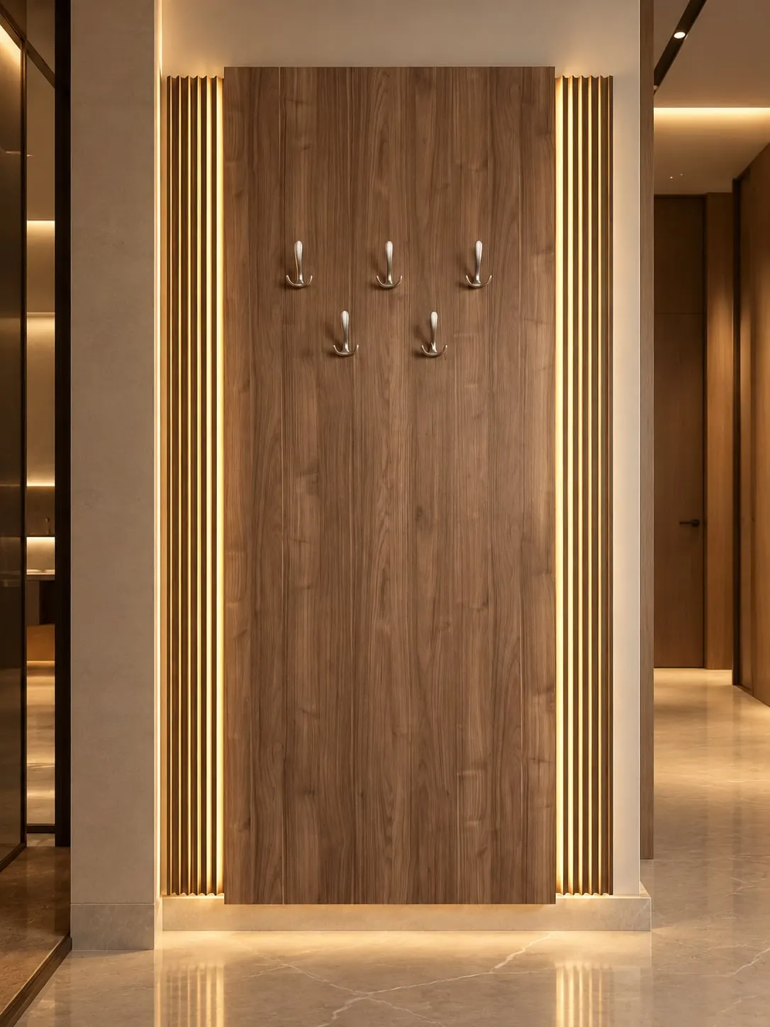 Walnut Hook Panel with Lit Fluting NEW-17