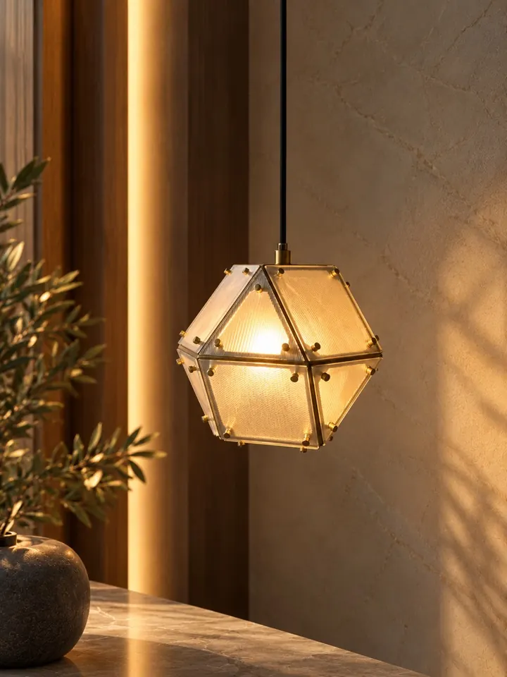 معلّقة هندسية بإطار نحاسي